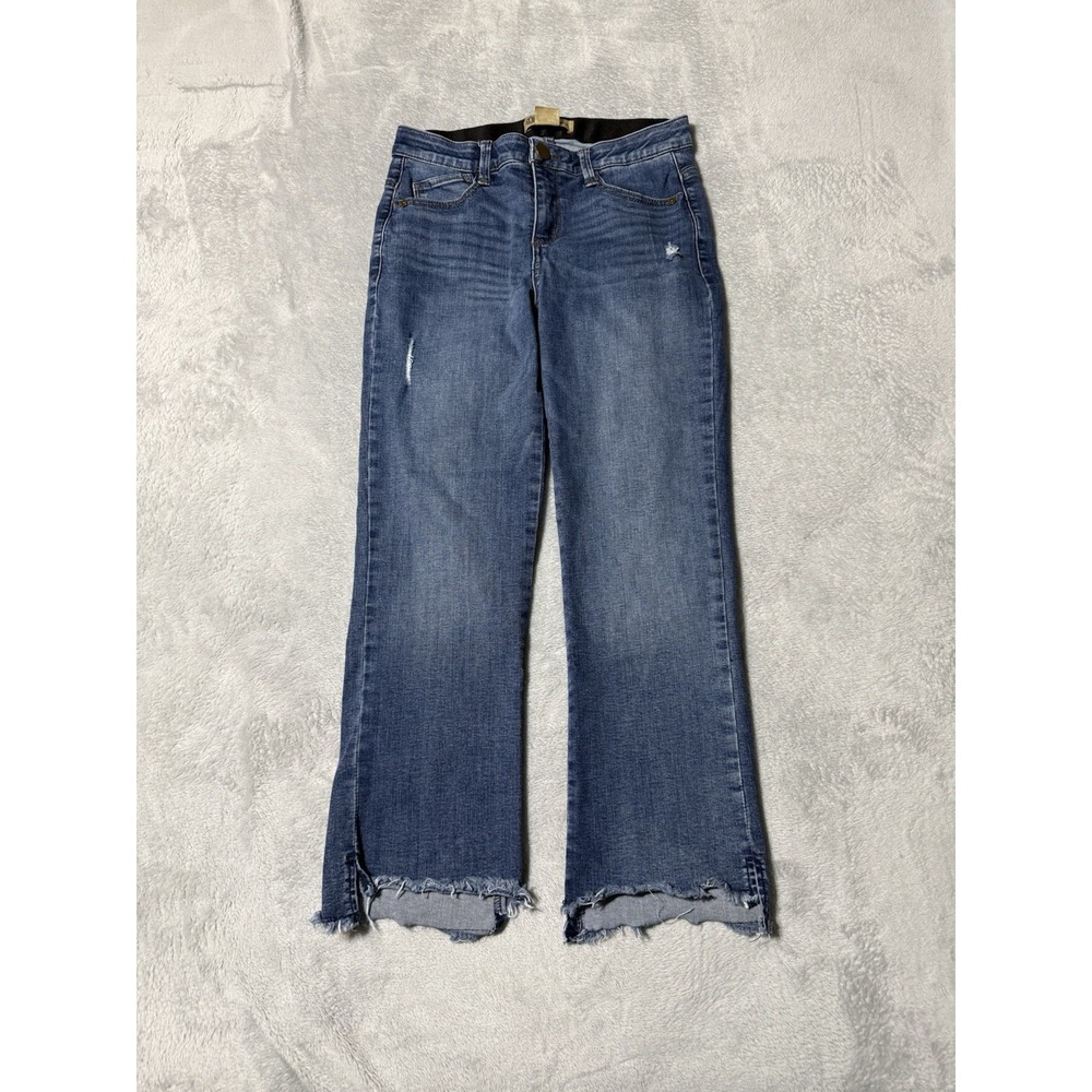 Democracy Jeans Womens 6 Blue Straight Cropped Medium Wash Stretch 28x25